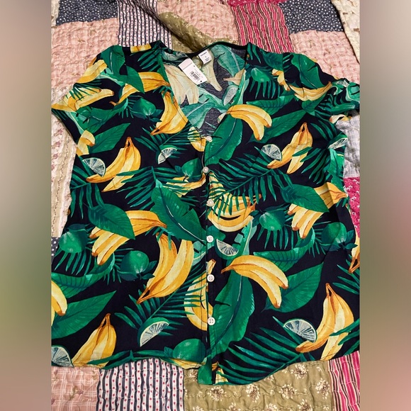 Old Navy Tops - **Adorable Banana Print Blouse** Old Navy NWT S